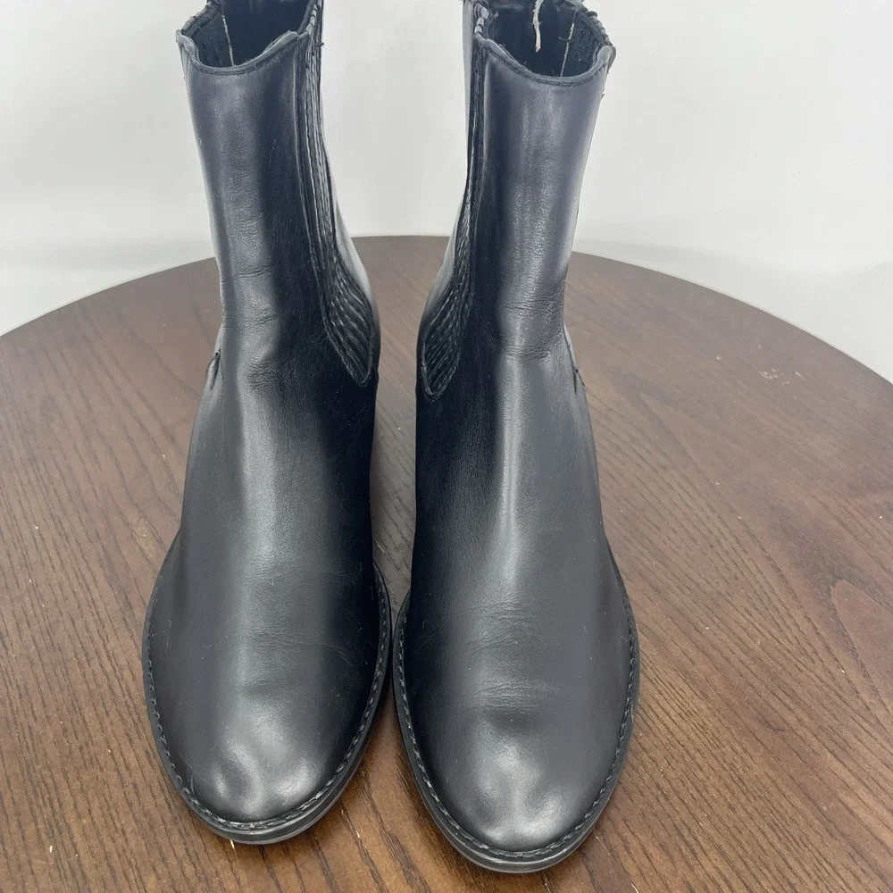 Michael Kors Ankle Boots Women's 6.5M Black Leather Booties Chelsea pull Up Moto